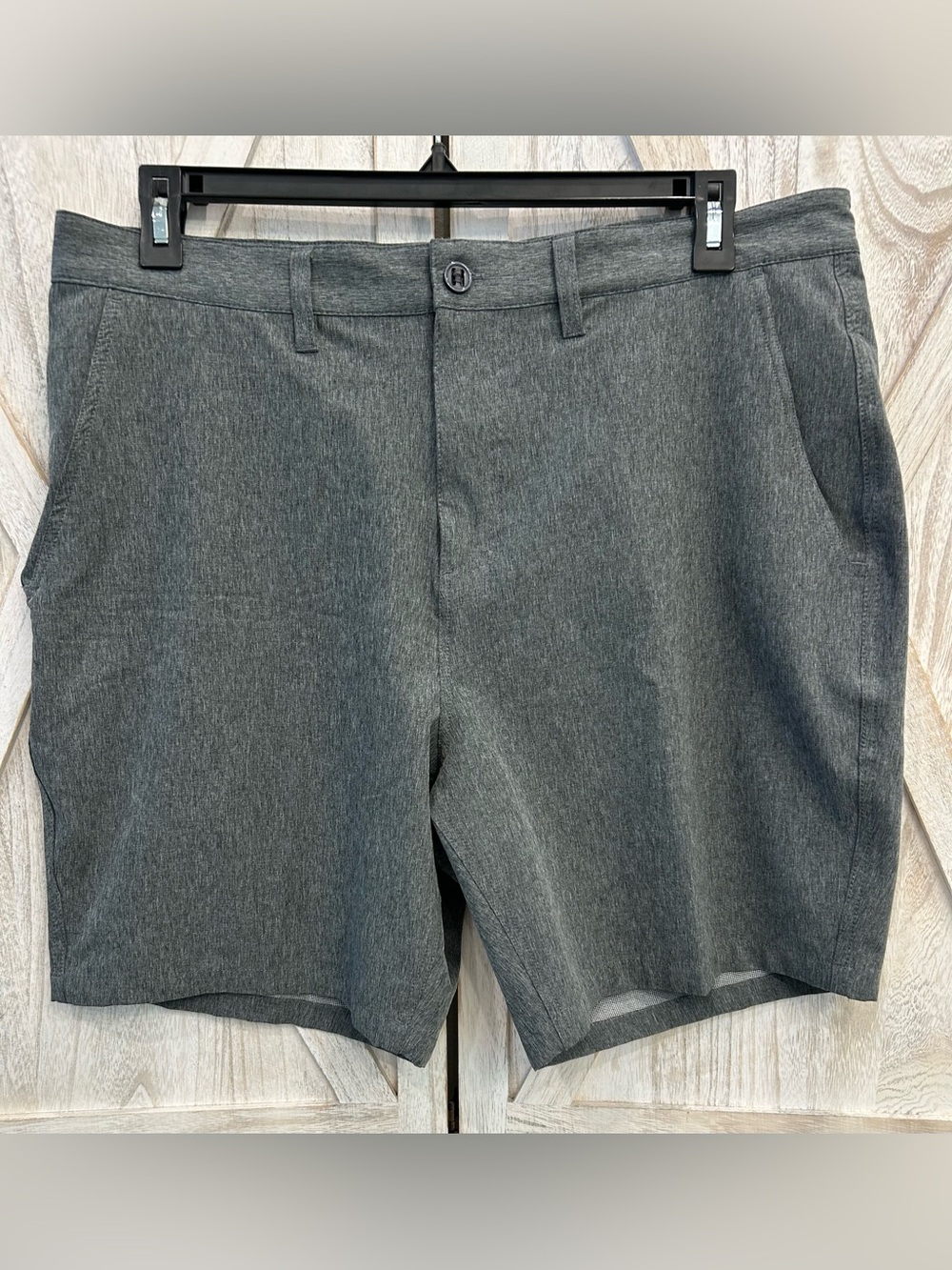 Men's Gray Flat Front Stretch Shorts